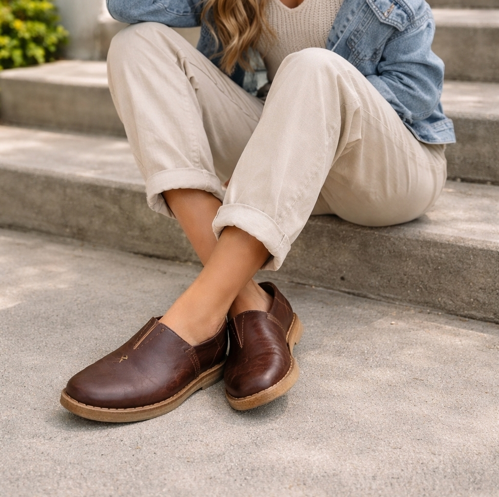Born Leather Slip On Shoes Brown Comfort Casual Women 7 Handmade Mexico